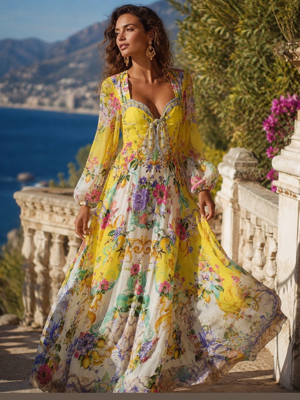 Camilla Czarine silk tie front maxi dress - Picture 1 of 8
